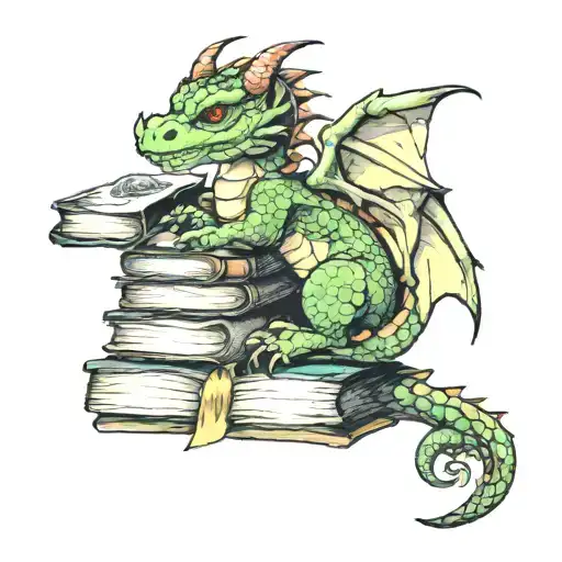 Adorable Dragon On A Stack Of Books