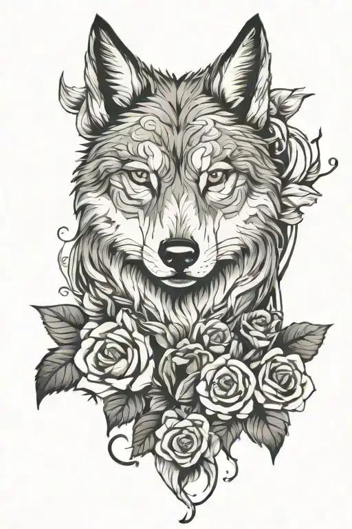 Wolf Blended By Roses