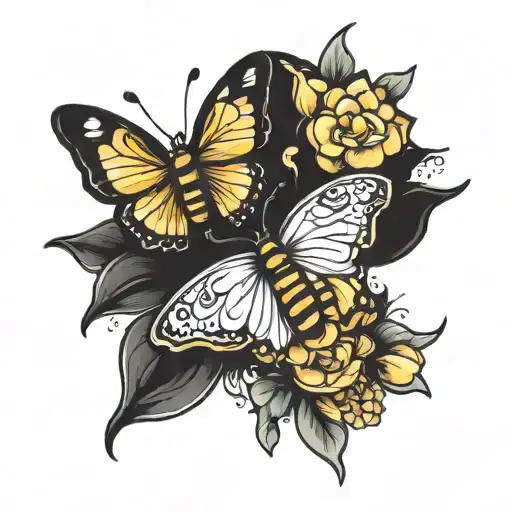 Half Butterfly And Half Bee