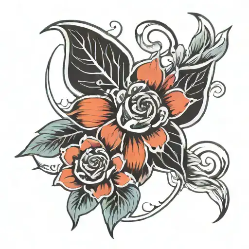 Fine Line Tattoo Flower With Que Sera Sera Note Intertwined
