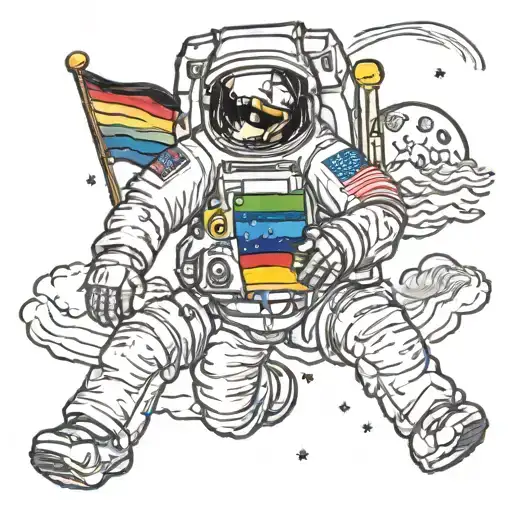 Astronaut Placing An Lgbt Flag On The Moon