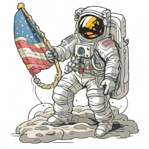 Astronaut Placing An Lgbt Flag On The Moon