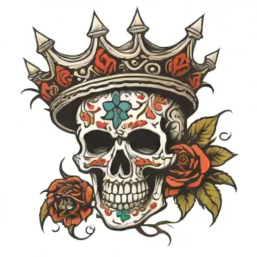 Mexican Skull And Crown Of Thorns