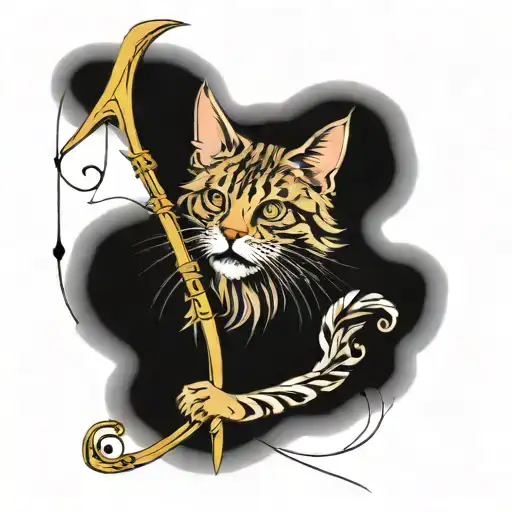 Design A Mainecoon Cat Death Scythe With Musical Notes Swirling Around It
