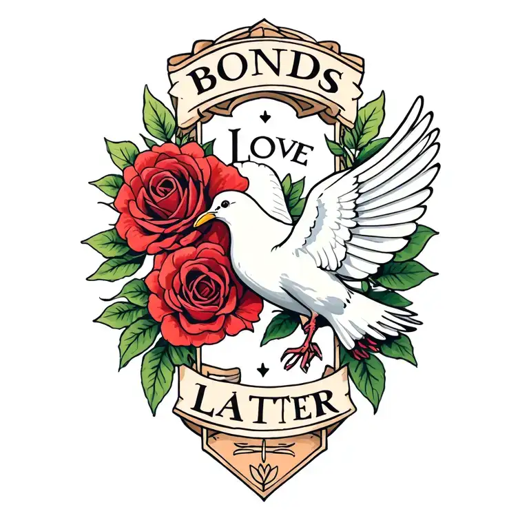 Create A Small Tattoo That Says Bonds Love Later With A Dove