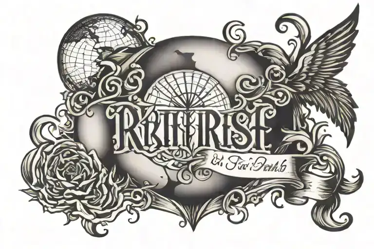 Write Rish On Chest And Down Globe Logo Surrounded