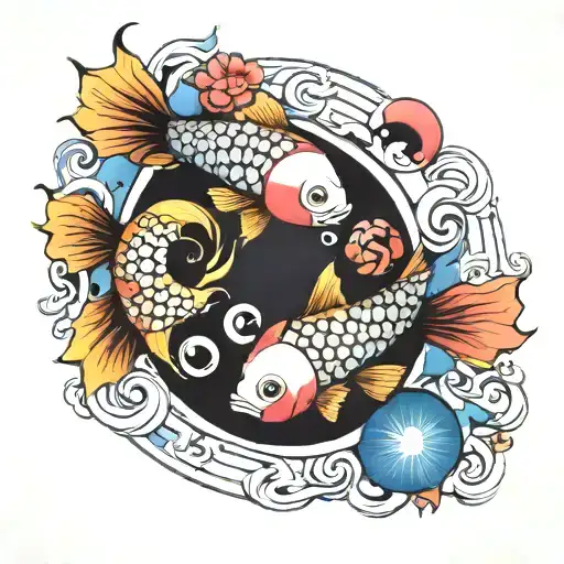 Koy Fish Ying Yang Symbol
