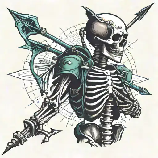 A Skeleton In Night Vision Holding Arrows In His Hand