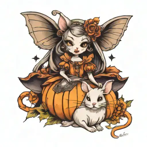 Cinderelle Style With Pumpkin And Little Mice