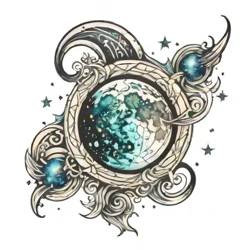 Moon With Galaxy Features