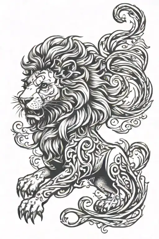 Galatasaray Lion Sleeve Tattoo Black And White
