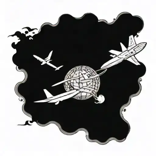 World With Airplane Flying Over A World