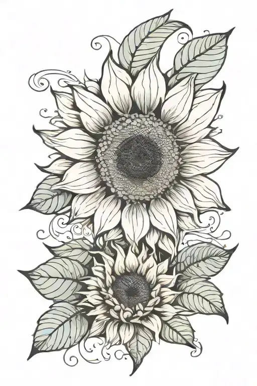 Sunflower With Geo Patern