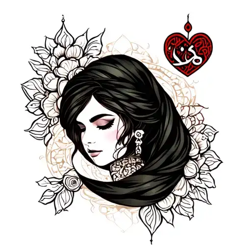 Create A Tattoo Design With Sumaiya In Arabic And 224 With A Heart