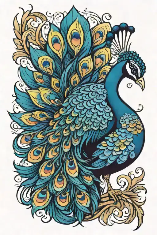 Art Deco Peacock Looking