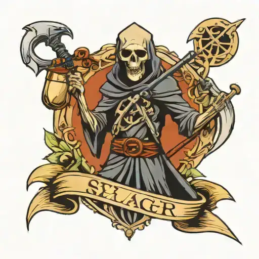 Reaper Holding Scythe And Hourglass