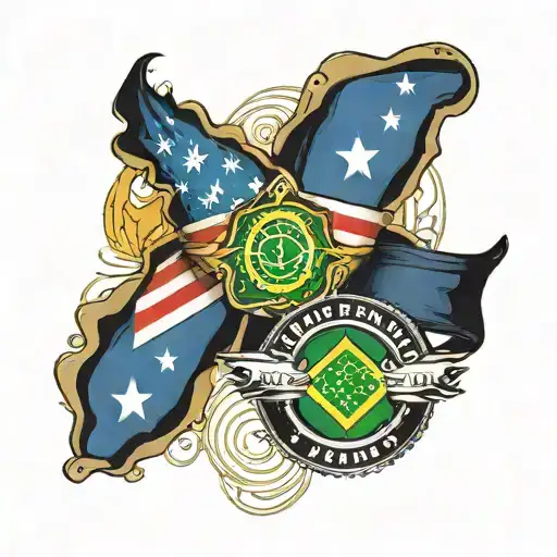 Brazil Flag Us Flag And Jiu Jitsu Black Belt