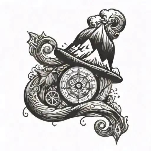 Mountain With Om And Compass On Top Hat