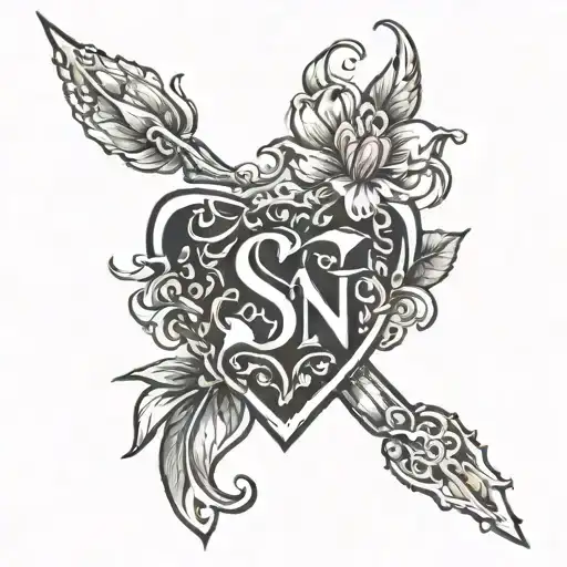 A Tattoo With S And N On A Woman's Breast