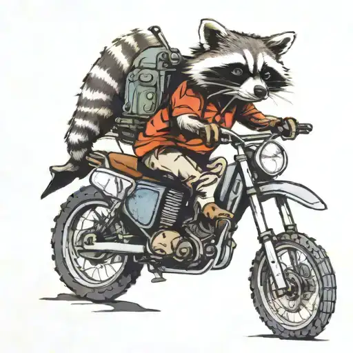 Raccoon On Dirt Bike With Gun