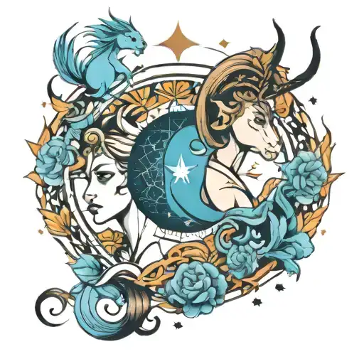 Sagittarius Gemini Aquarius Zodiac Signs Merging Together