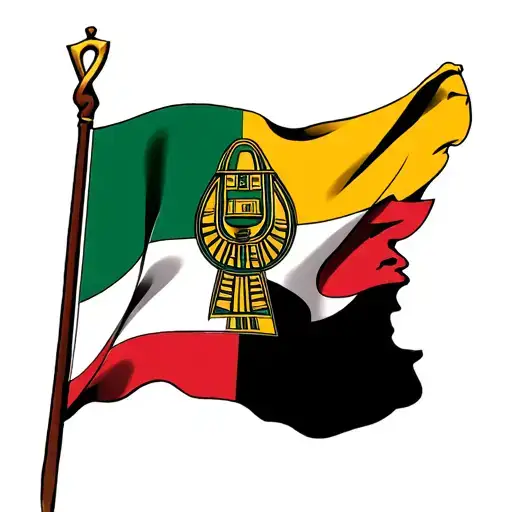 Guinea Flag With Mansa Musa And November 14Th 2008 In Roman Numerals With A Egyptian Ankh