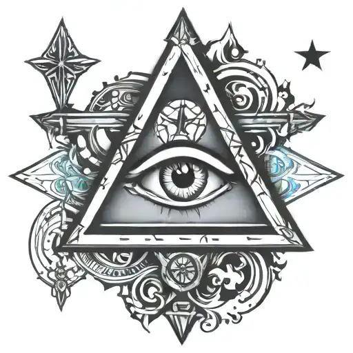 Triangle Christian Cross Eye