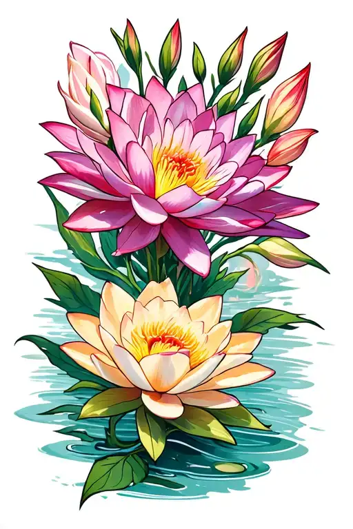 Rose Water Lily And Gladiolus Flowers