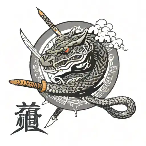 Samurai Katana Ouroboros Snake