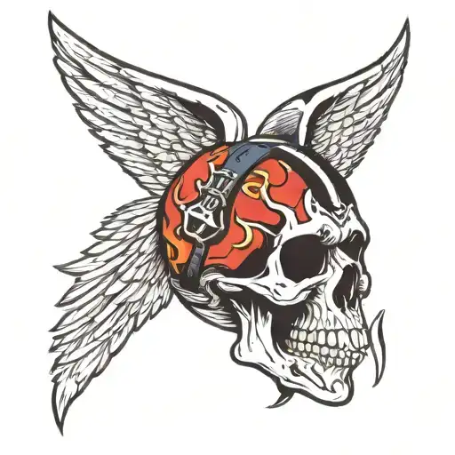 Wing Football Skull Wearing