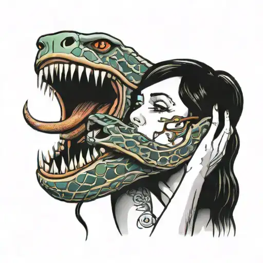 Woman Pulling Snake Out Of Mouth