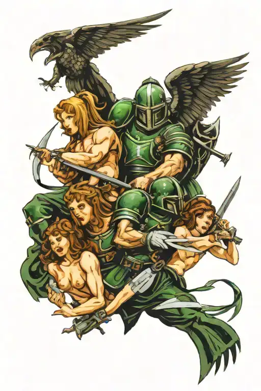 Dark Angels Holding Up A Sinning Human
