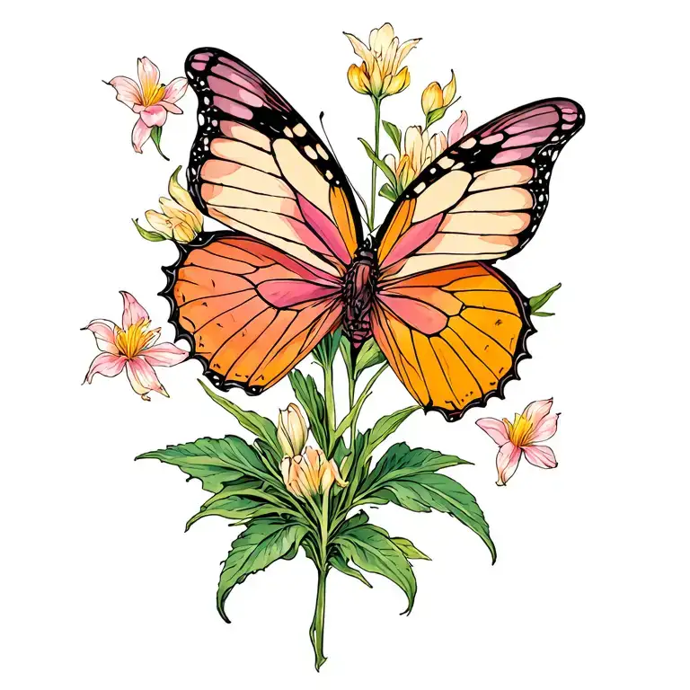 Fresia With Butterfly Resting