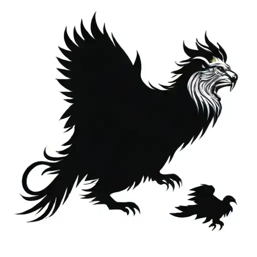 Lion Phenix Face With Cub