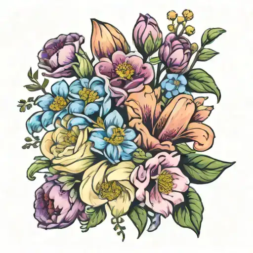 Feb Mar July Birth Flower Bouquet