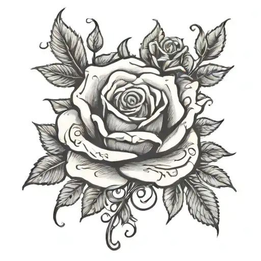 Rose Tattoo With Roman Numerals Representing Important Dates