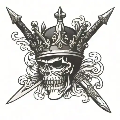 Crown With Sword Tattoo On Neck