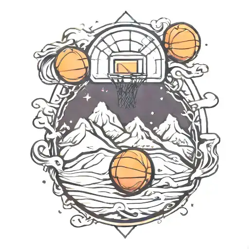 Basketball And Snowy Mountain
