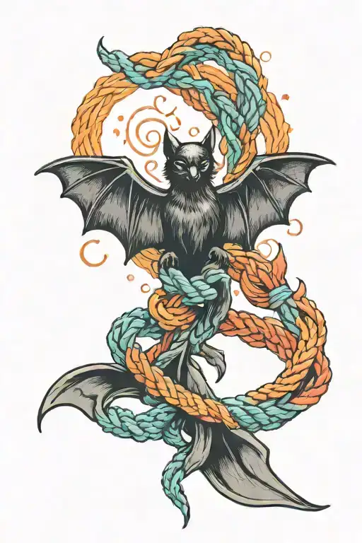 Black Bat With Rainbow Bdsm Rope Intertwined Symbolizing