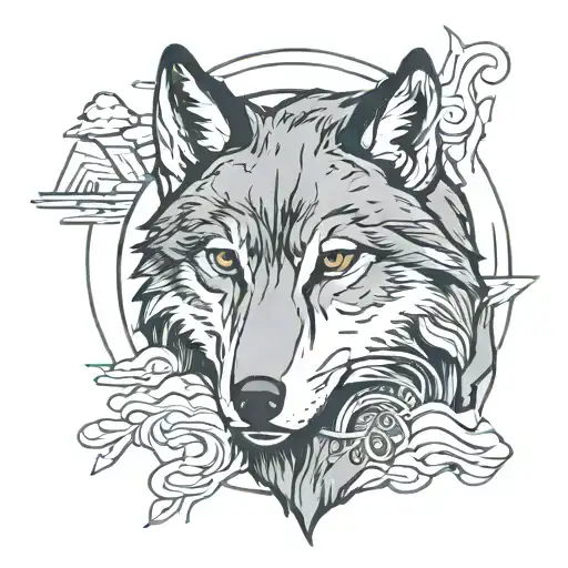 Grey Wolf In A Mountain