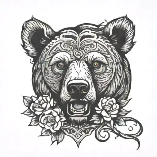 Leg Tattoo With Bear Head