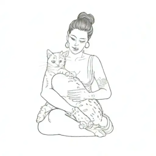 A Woman Sitting In A Chair With A Cat