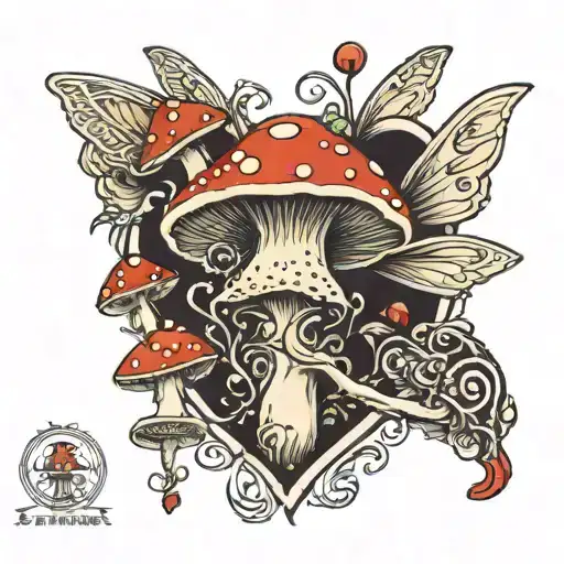 2 Mushroom Fairy Heart Dots