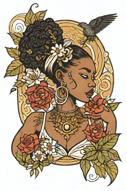 Afrocentric Black Woman And Virgo Zodiac Sign And Asher Flower