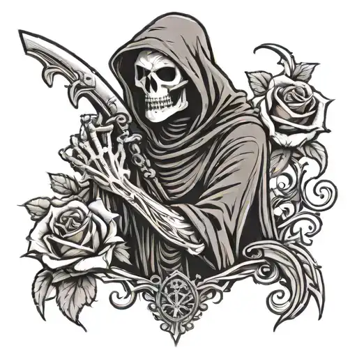 Grim Reaper Holding A Rose