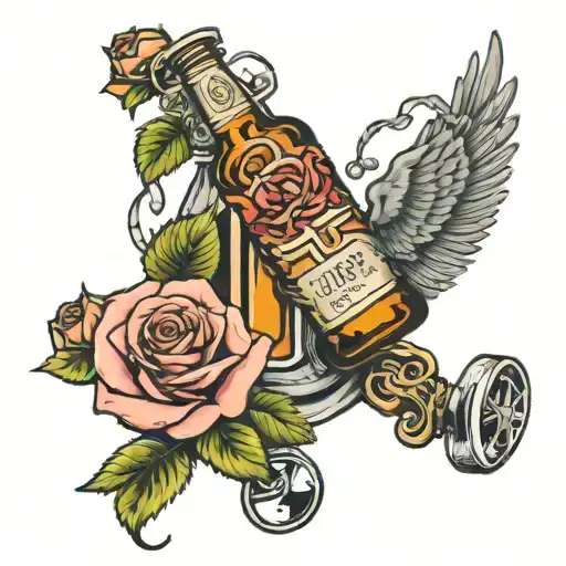A Libra With A Rose And With A Beer Bottle