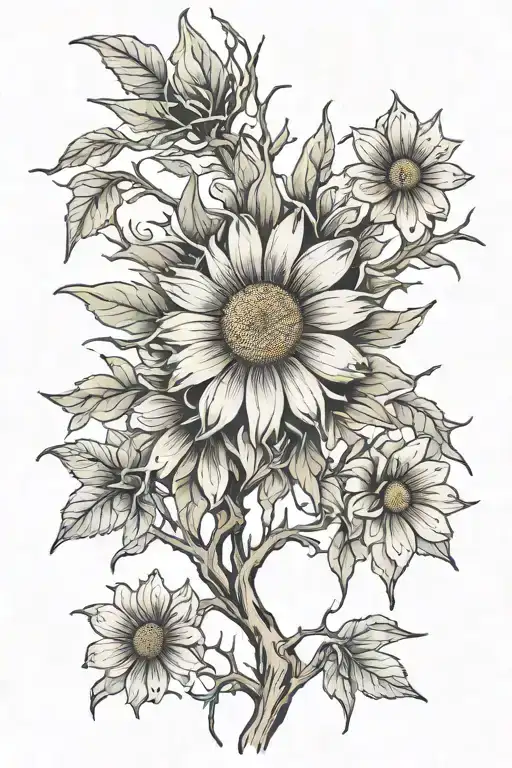 Masculine Daisy Wrapped In Withered Tree Branches