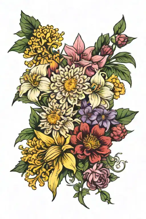 Chrysanthemum Daffodil Daisy Carnation Violet Bouquet