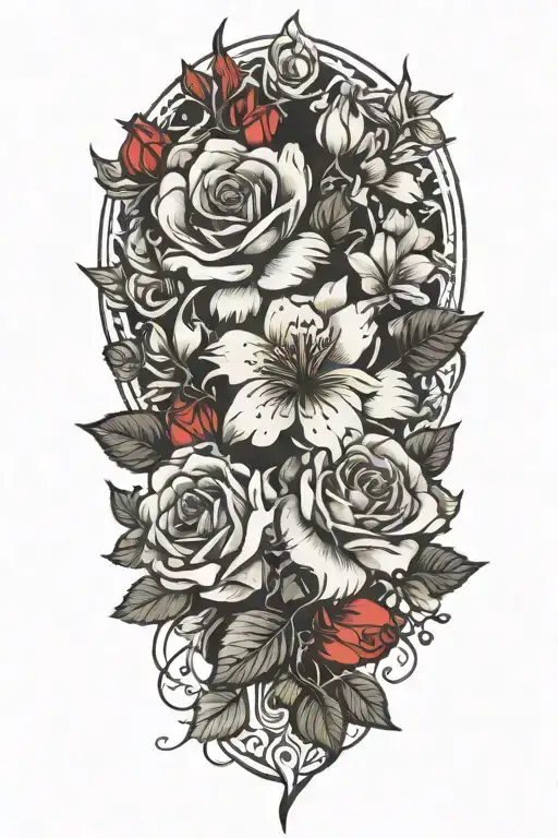 Roses And Penta Flowers Ans Chicadee