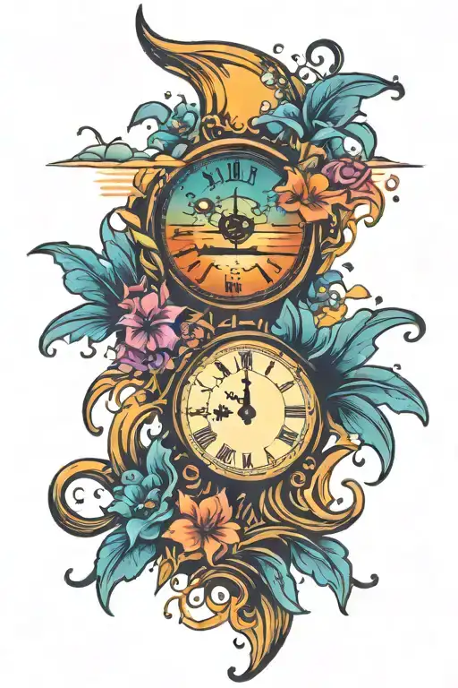 Kids Beach Sunset Clock Melting